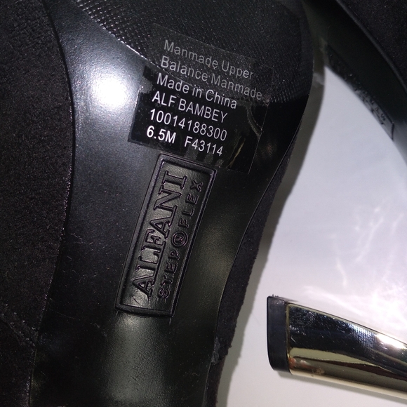 Alfani BAMBEY Black Faux Suede Gold Heel Ankl Bootie Boots- Women's Size- 6.5M - Picture 8 of 10